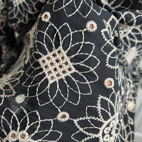 Rock Lola Black White Eyelet Button Up Shirt & Shorts M/L READ - Picture 3 of 9